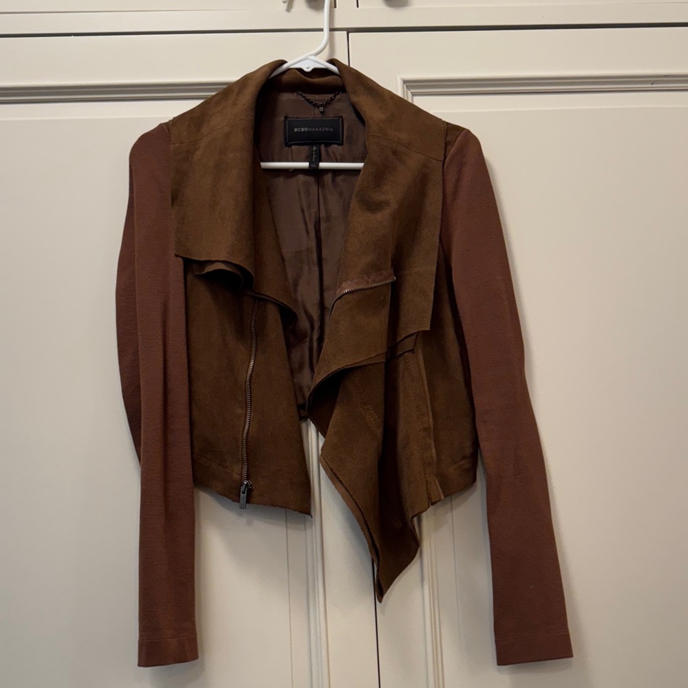 BCBG Tan Leather Jacket